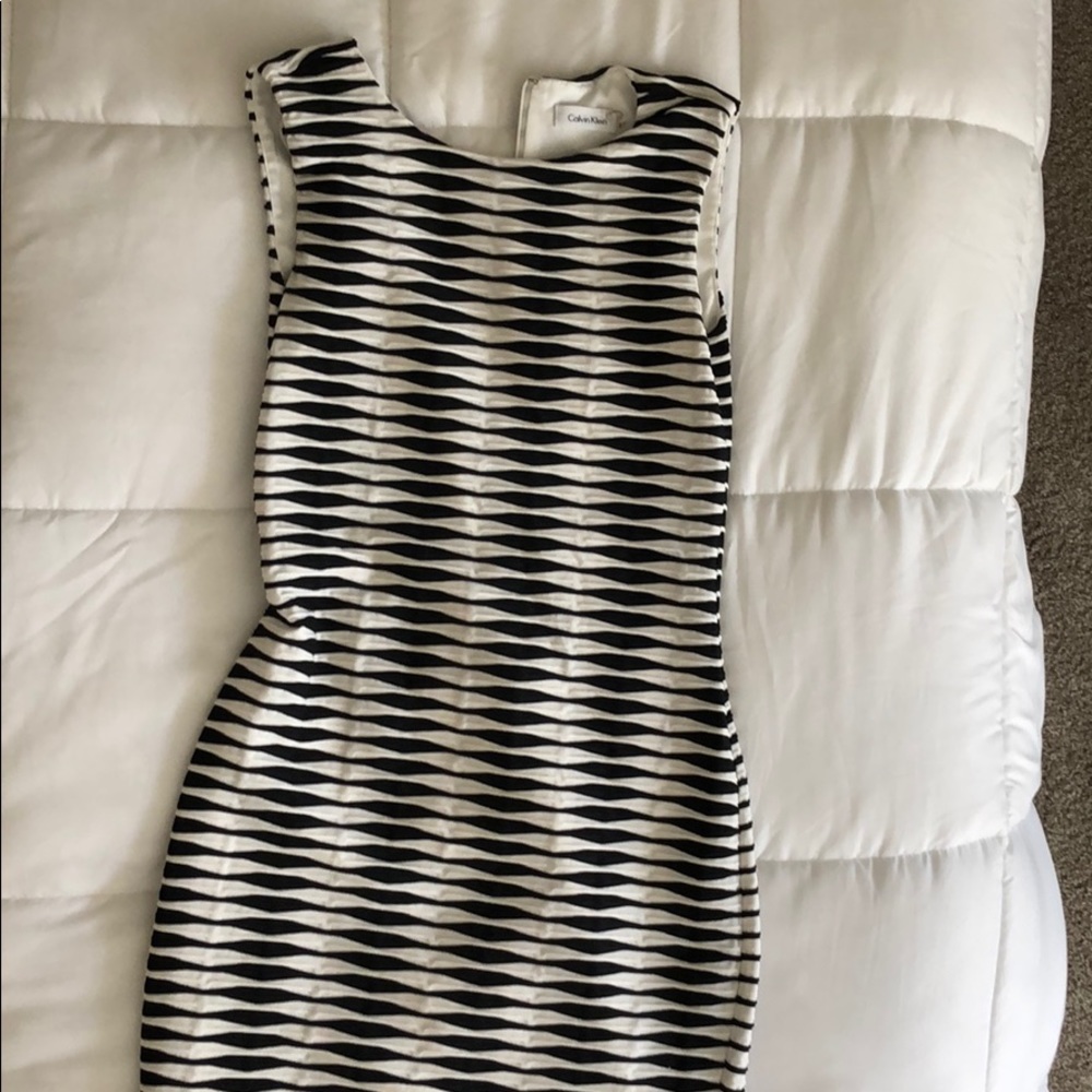 Black & white striped Calvin Klein dress